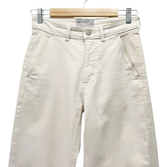 Everlane The Straight Leg Crop in Bone Neutral Taupe Cotton Twill Women’s Size 4 - Picture 5 of 10